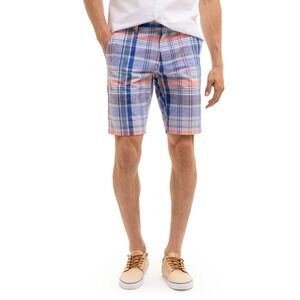 US Polo Assn Mens Plaid Shorts‎ Size 38 Blue Orange White Cotton Flat Front